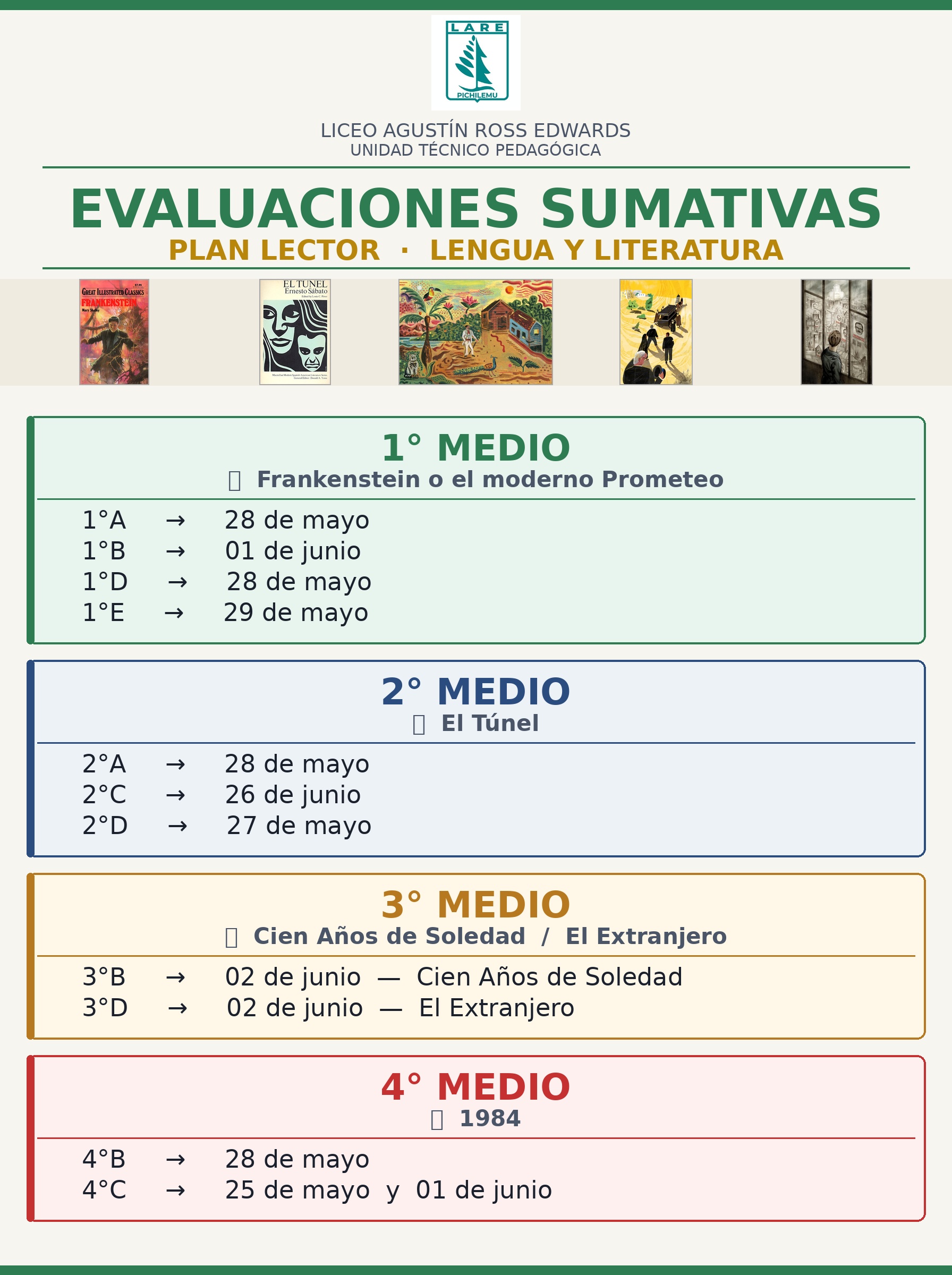 EVALUACIN LENGUA Y LITERATURA   PLAN LECTOR