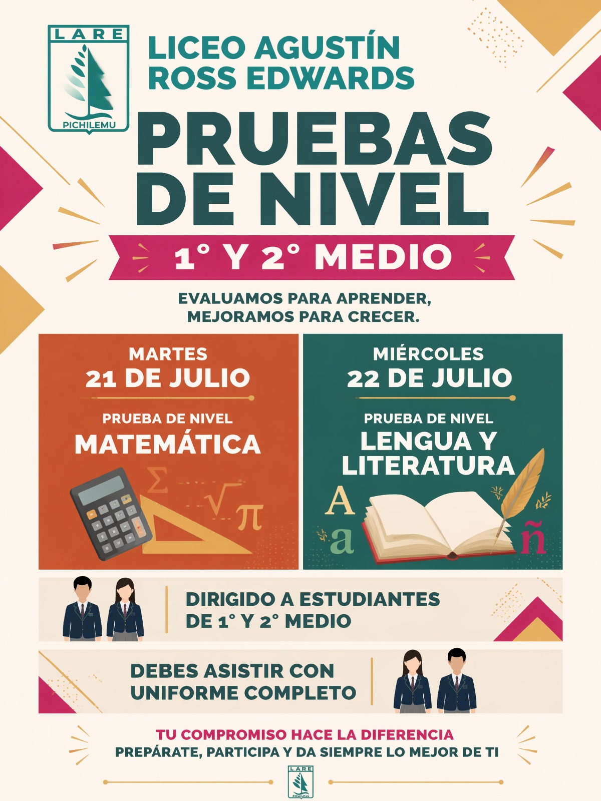 Pruebas de nivel 1ro y 2do
